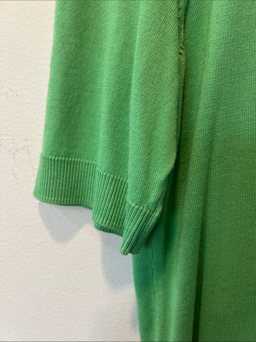 Talbots Green Ruffle-Trim Button-Front Short Sleeve Cardigan - Picture 4 of 7
